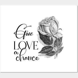 Give Love a Chance with Black Rose Flower Posters and Art